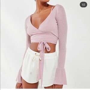 Urban Outfitters Women’s Out From Under Lavender Shea Long Sleeve Wrap Top